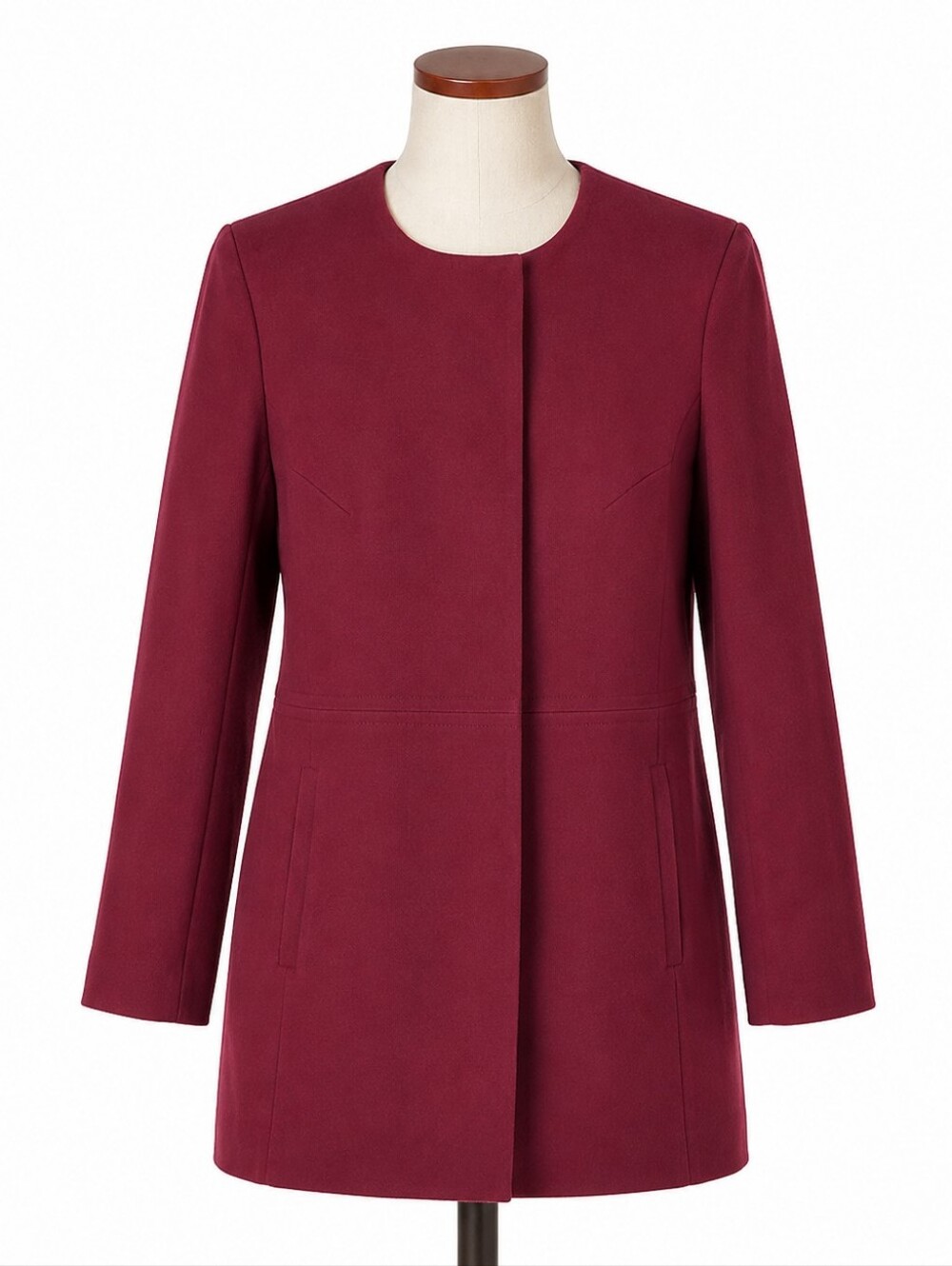 Apt. 9 Women's Burgundy Hidden Snap Mid Length Pea Coat Sz 1X Minimalist Career